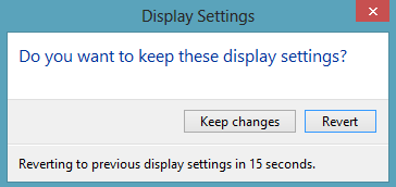 Windows 8 Confirm Display Settings